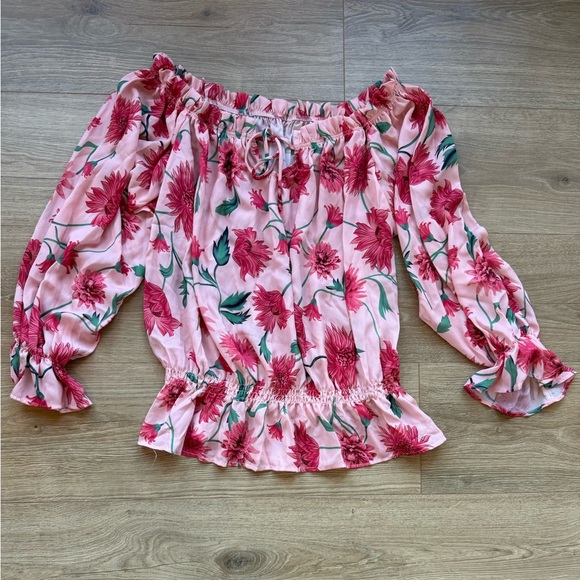 Tops - Floral Pink Off-Shoulder Top
